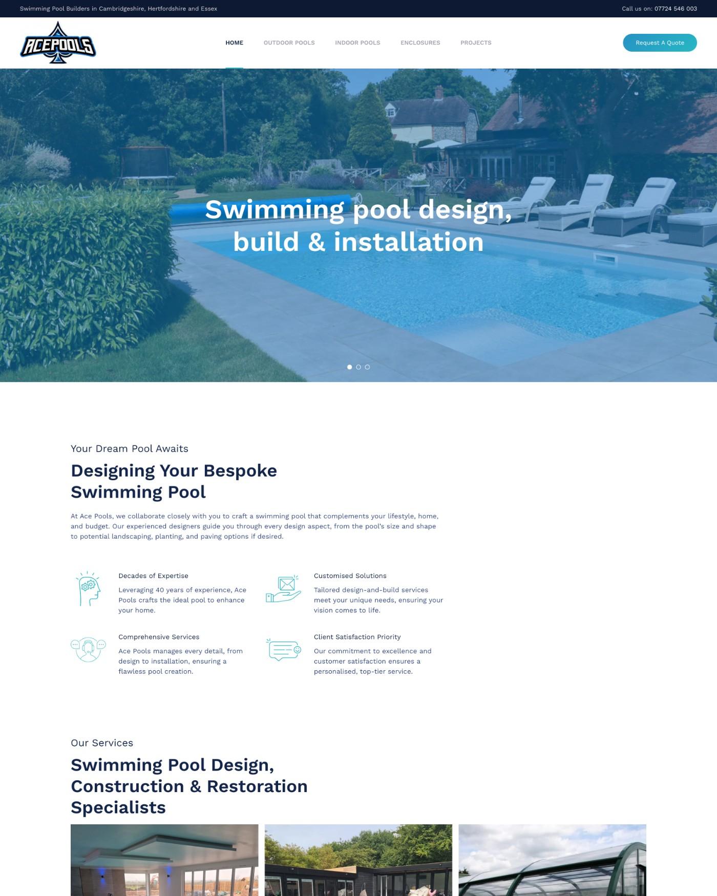 Ace Pools website