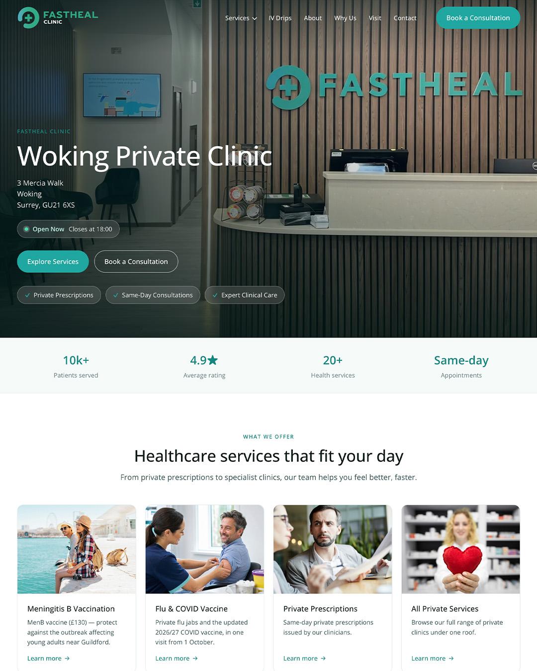 FastHeal Woking website