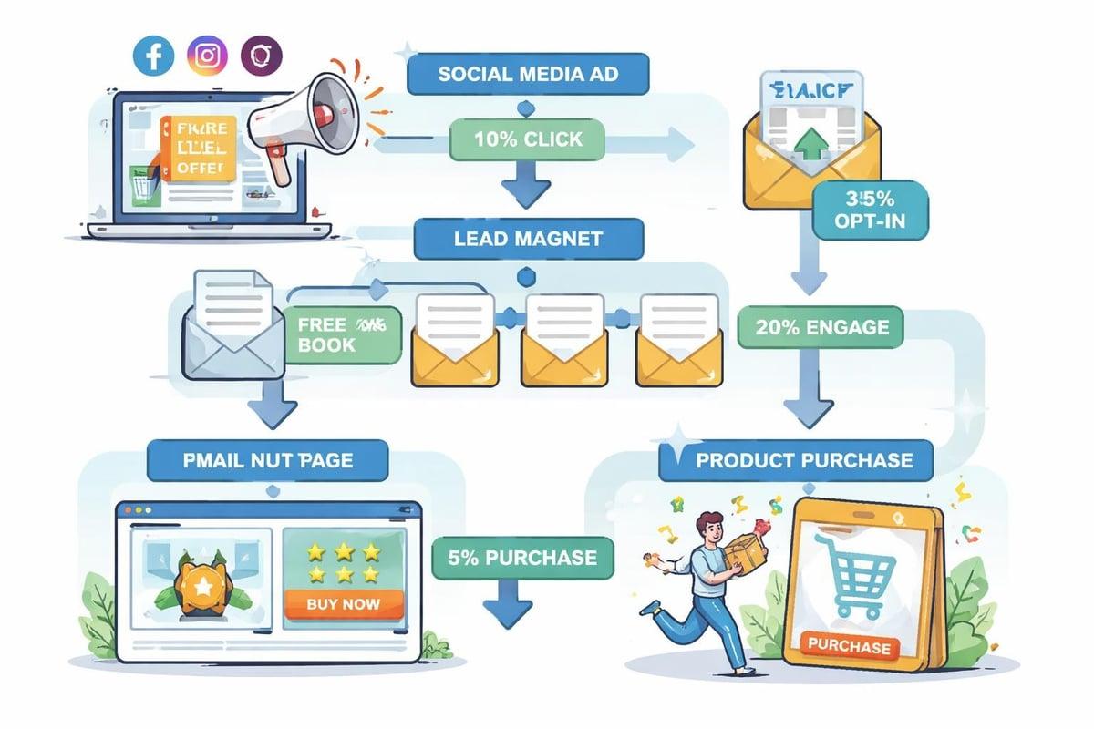 Paid advertising funnel for digital products