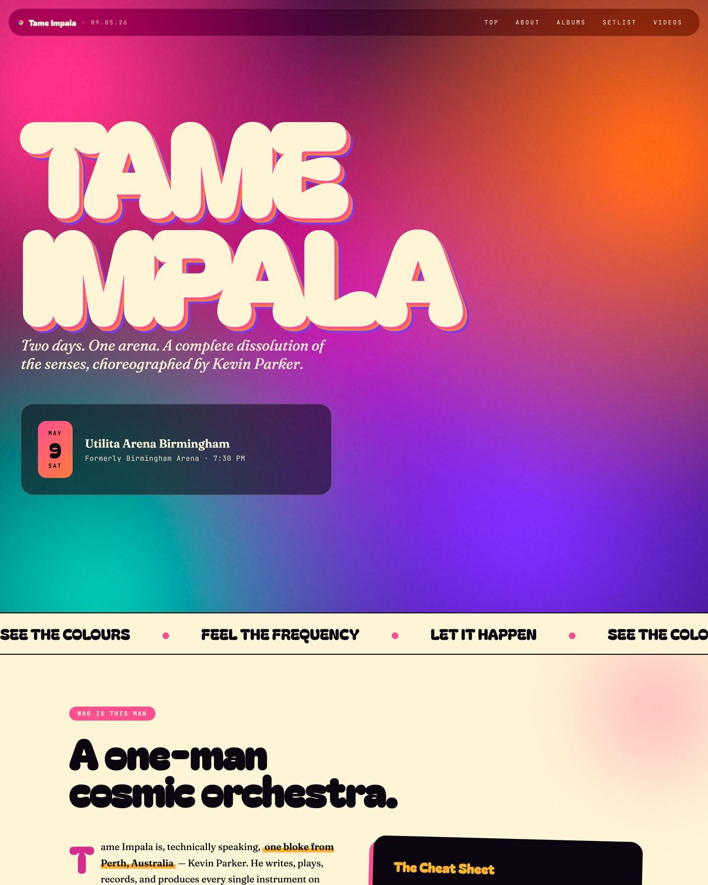 Tame Impala Setlist website
