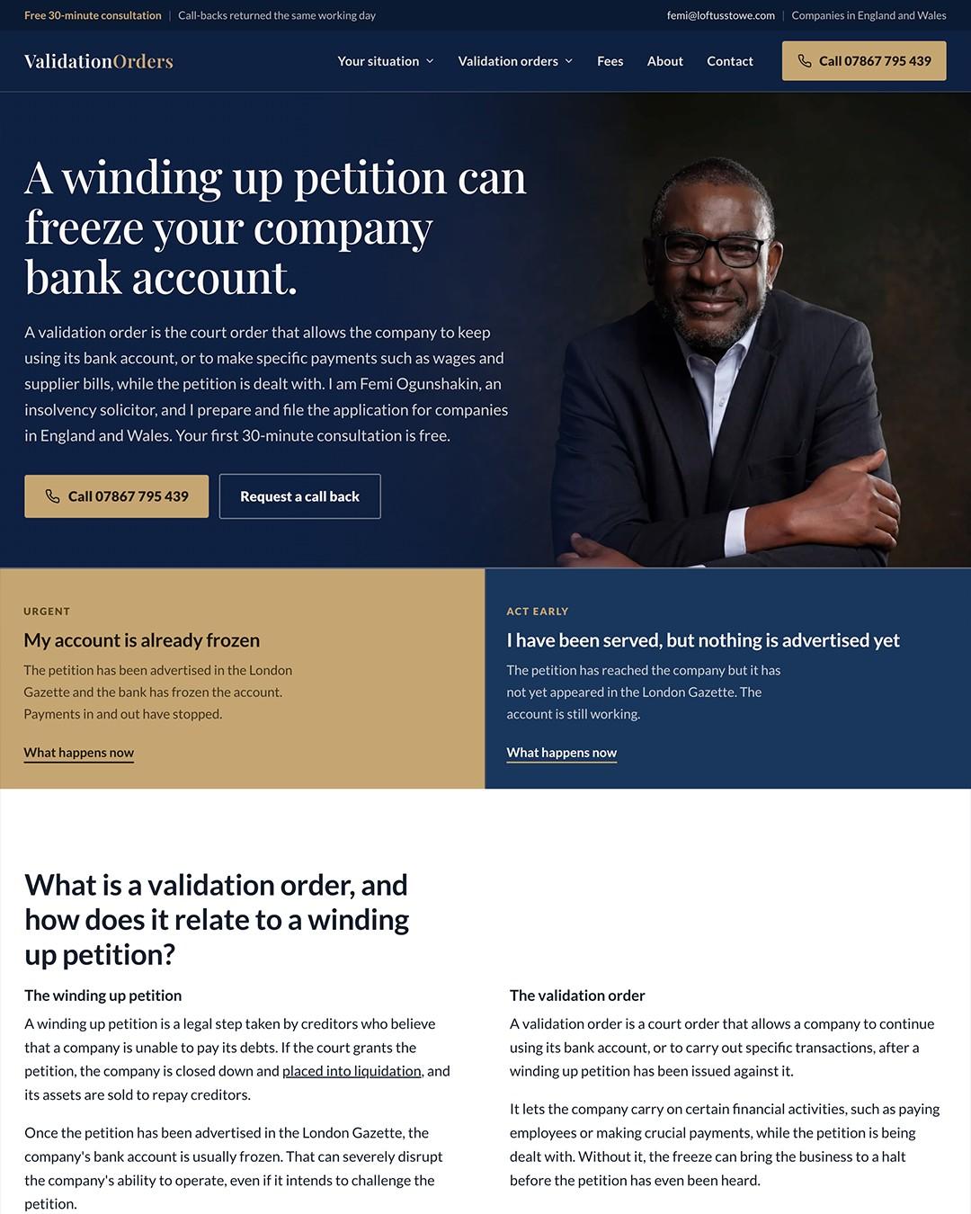 Validation Orders website