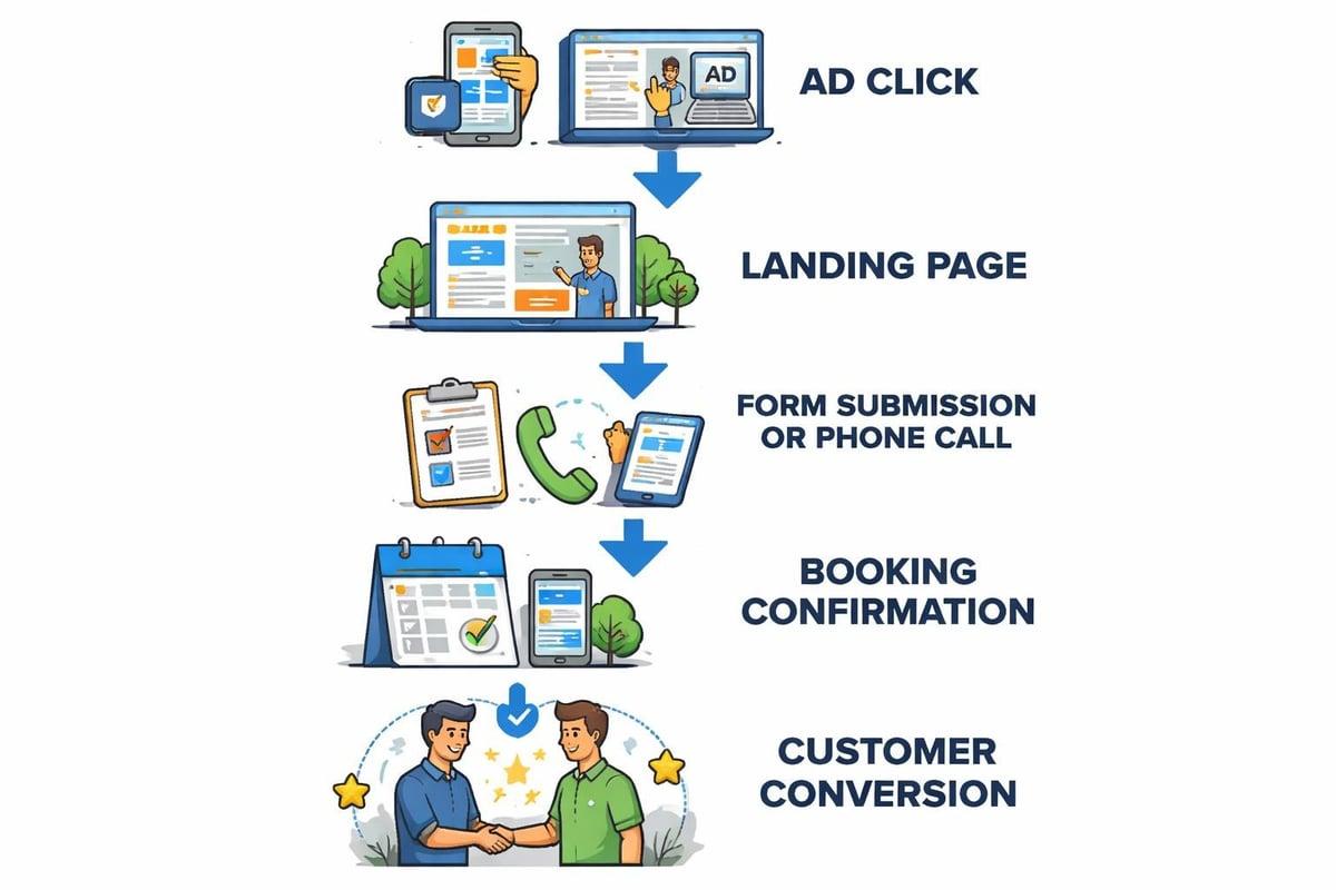 Local paid advertising conversion funnel